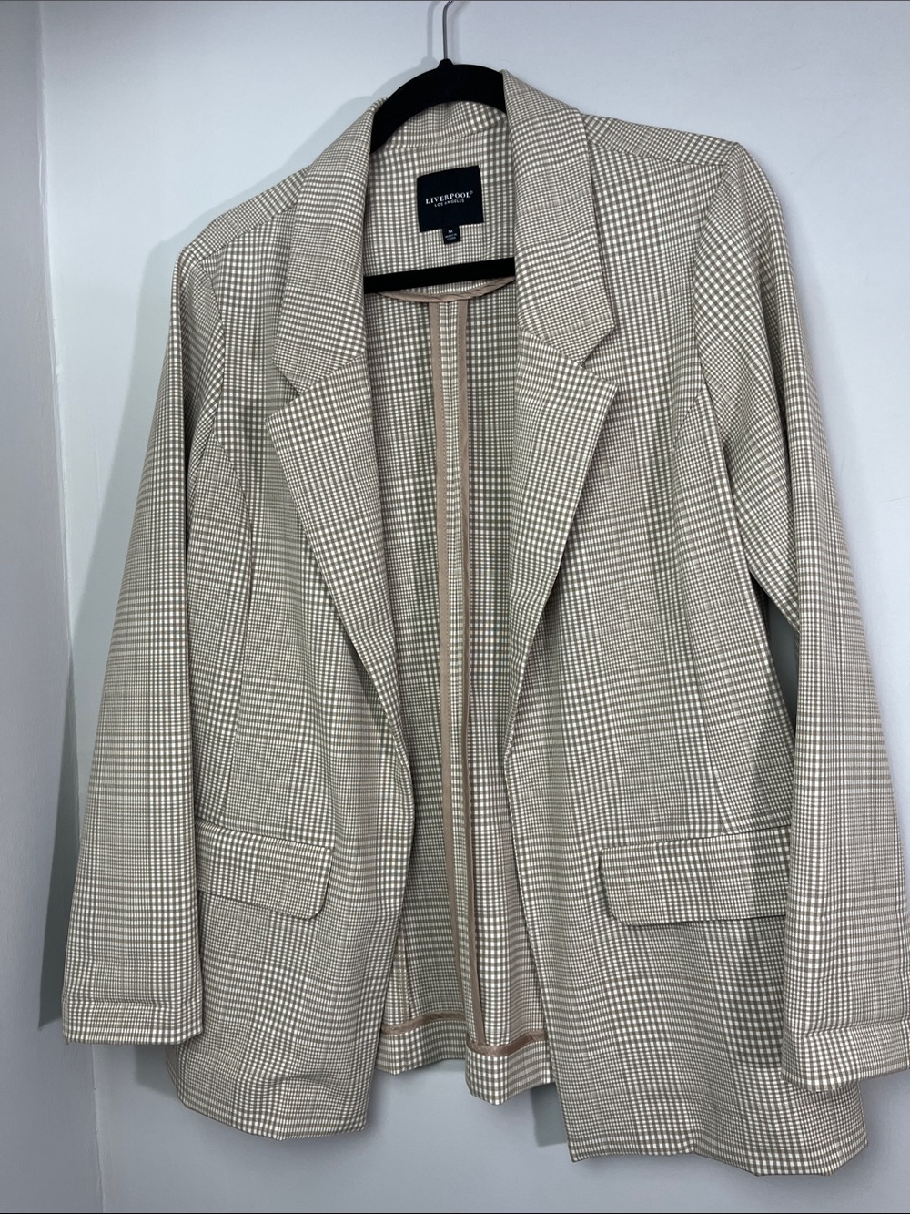 Liverpool Women's Beige Plaid Blazer Jacket
